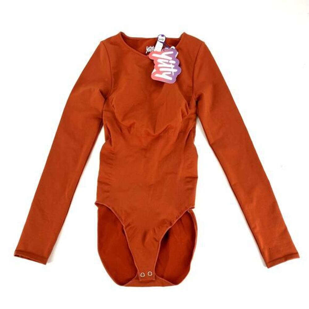 NWT Yitty Nearly Naked Shapewear Long‎ Sleeve Bodysuit Baddest Brown